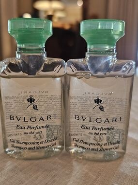 Bvlgari Green Tea Luxury Hotel Amenities Shampoo Shower Gel Set of 2